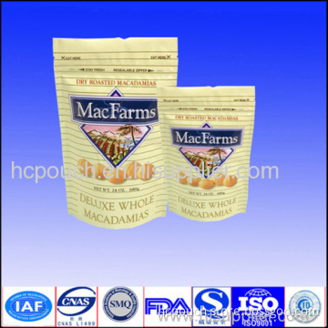 Stand Up Natural Kraft Paper Bag With Zipper For Food 